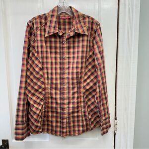 Cruel Girl western wear pearl snap button down long sleeve shirt‎ women's xl